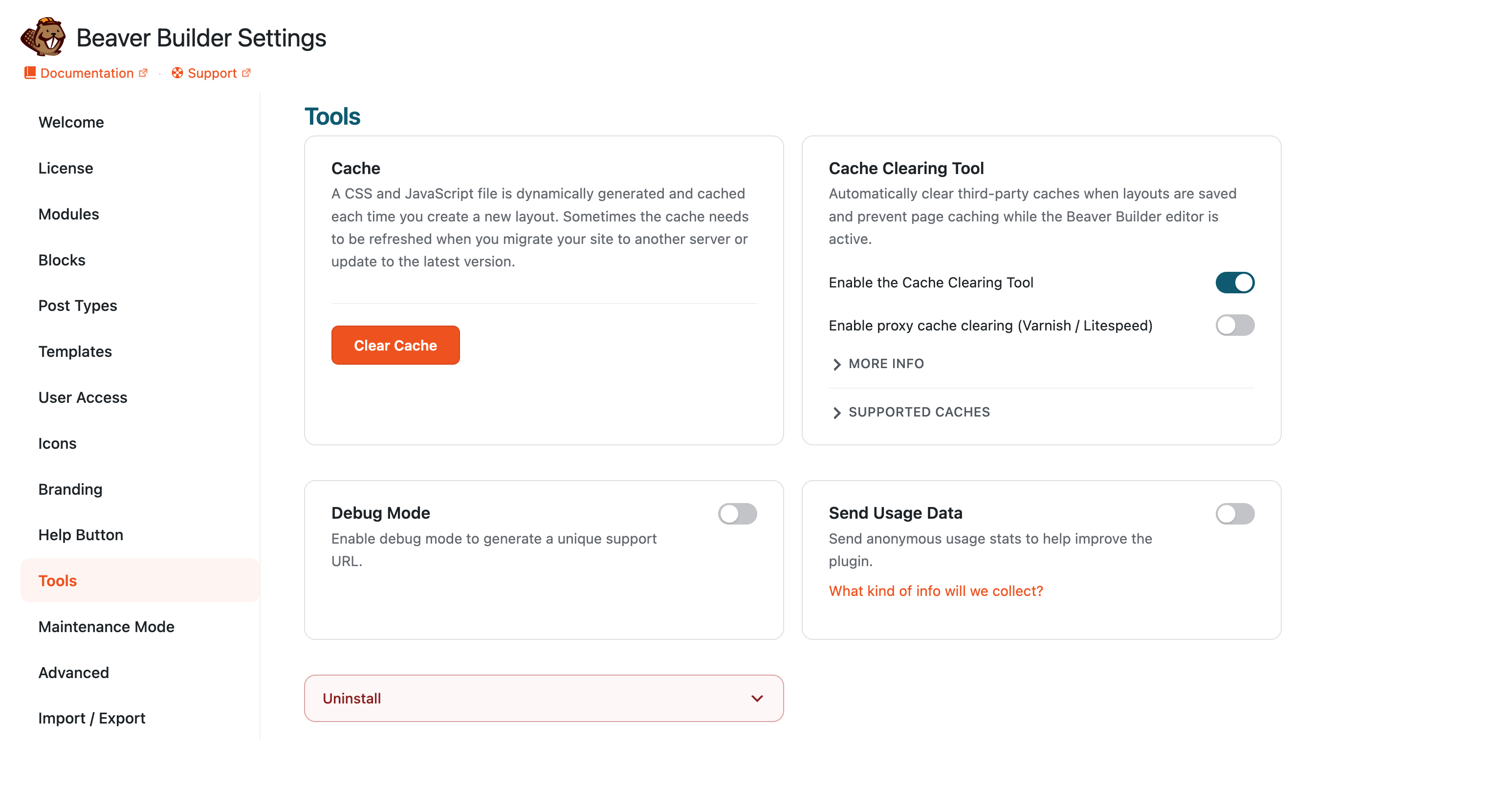 Tools Settings