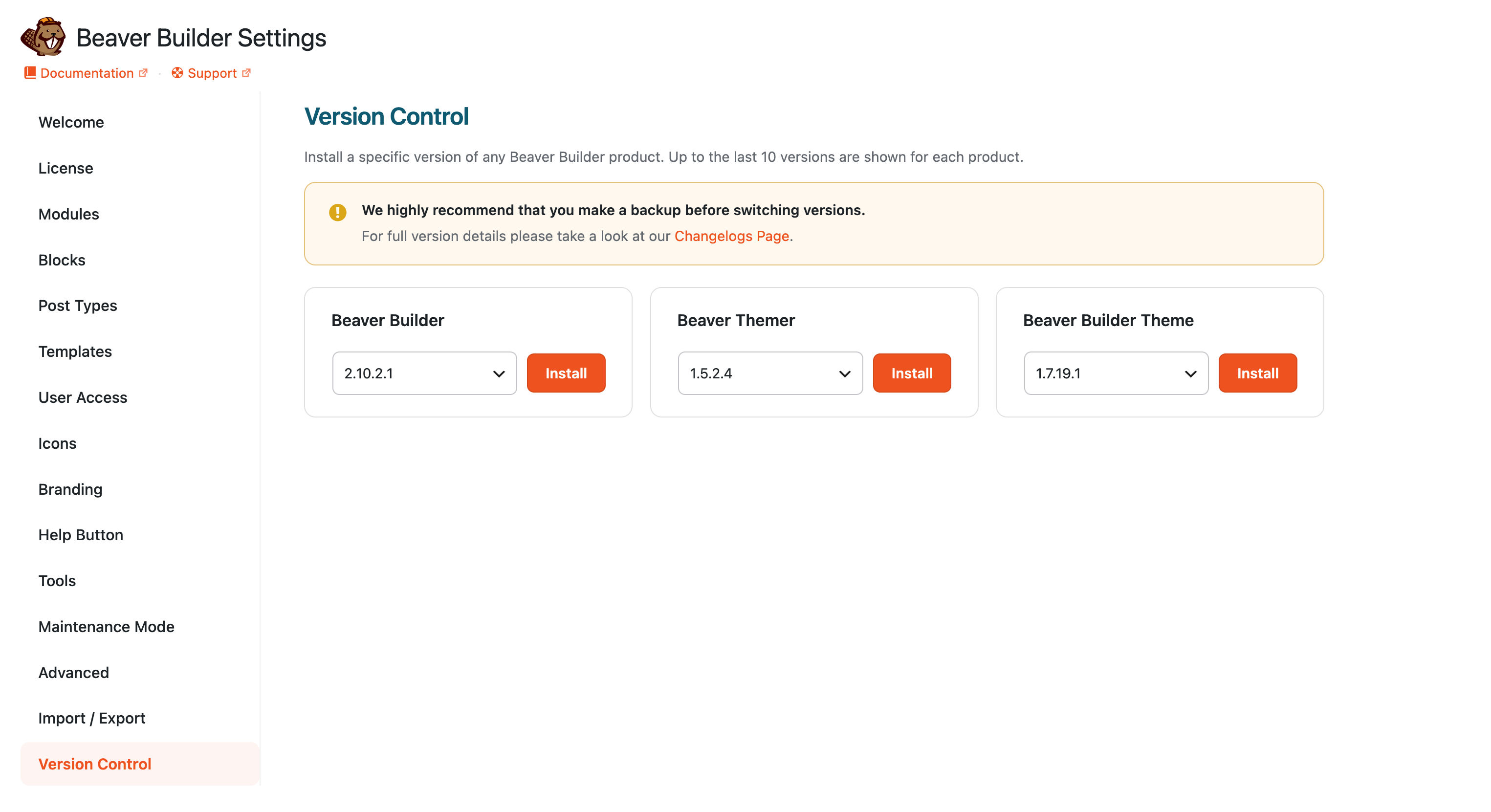 Version Control Settings